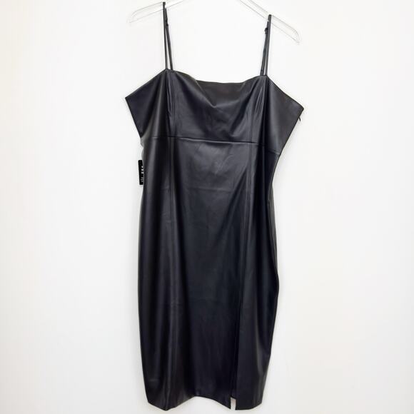 NWT Express Body Contour Faux Leather Cami Midi Black Dress Size XL - Picture 2 of 7